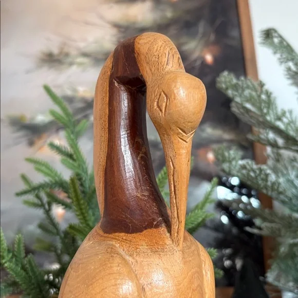 Simply Gorgeous OOAK Hand Carved Wood Egret Bird Figure